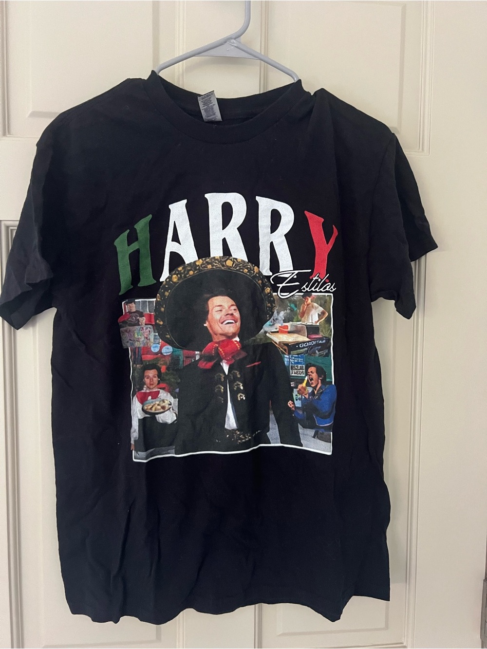 Black Graphic T-Shirt with 'Harry Styles' Design